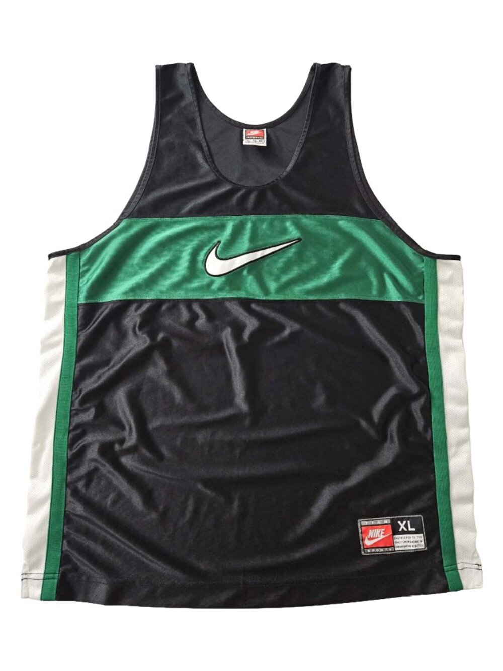 Nike Men's Silky Shiny Dazzle Vintage Y2K 90s Gym Tank Top Black Green White XL